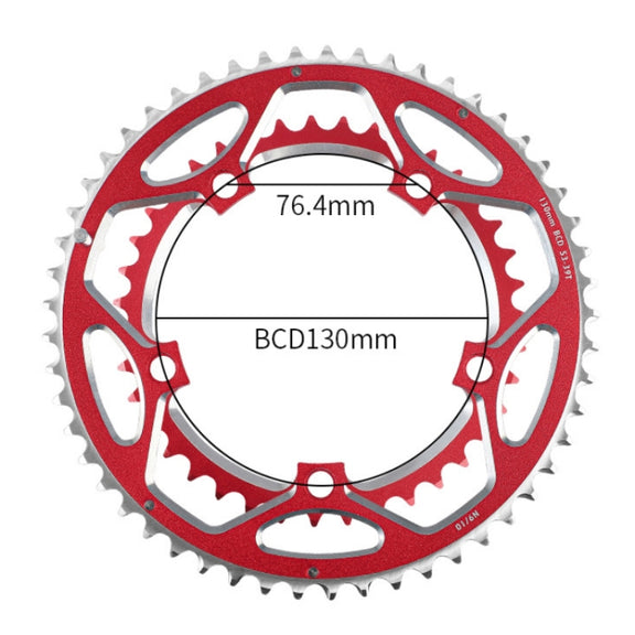 WEST BIKING 2-Piece 53t-39t Road Bike Aluminum Alloy Gear(Red)