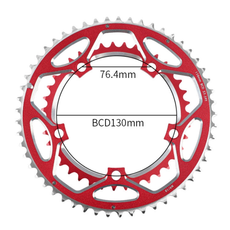 WEST BIKING 2-Piece 53t-39t Road Bike Aluminum Alloy Gear(Red)