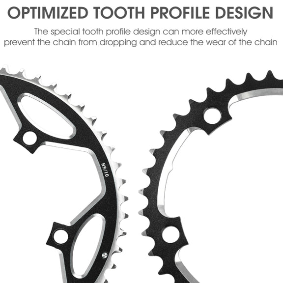 WEST BIKING 2-Piece 53t-39t Road Bike Aluminum Alloy Gear(Black)