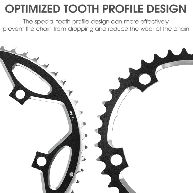 WEST BIKING 2-Piece 53t-39t Road Bike Aluminum Alloy Gear(Black)