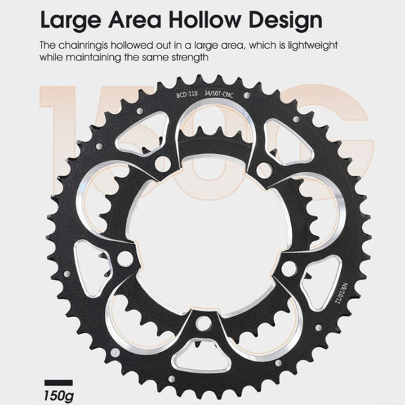 WEST BIKING 34T-50T Road Bike Racing Folding Chainwheel(Black)