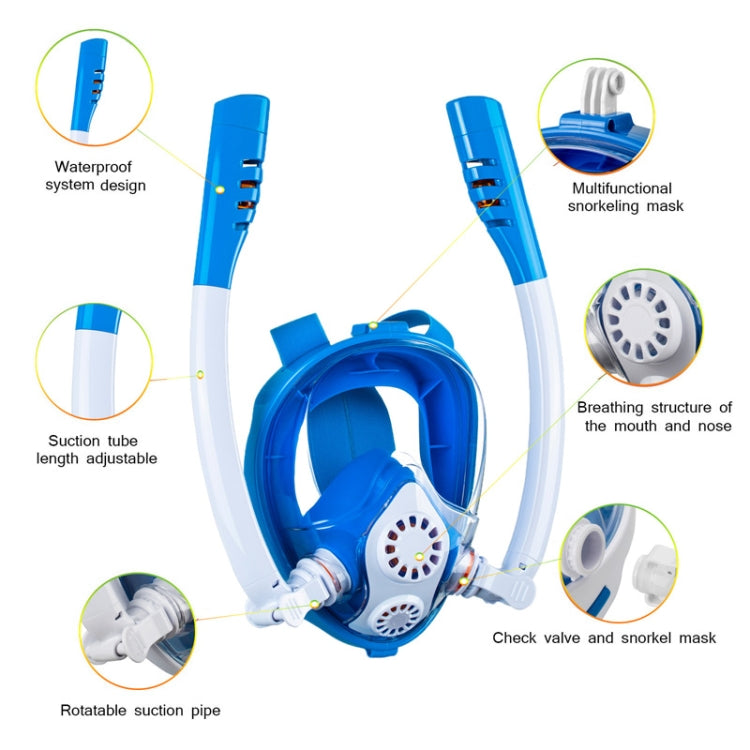 Kids Double Tube Full Dry Silicone Diving  Snorkeling Mask Swimming Glasses, Size: XS(White Blue) - Diving Mask by PMC TechLife | Online Shopping South Africa | PMC TechLife | Buy Now Pay Later Mobicred