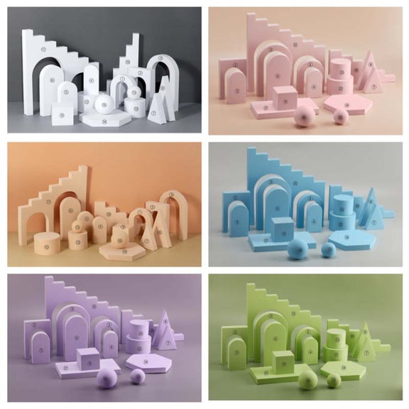 16 In 1 Photography Geometry Foam Cube Photo Studio Props(Complexion)