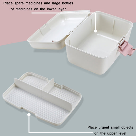 Household Sealed And Divided Double-Layer Portable Medicine Box(Blue)