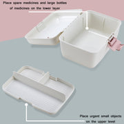Household Sealed And Divided Double-Layer Portable Medicine Box(Green)