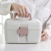 Household Sealed And Divided Double-Layer Portable Medicine Box(Pink)