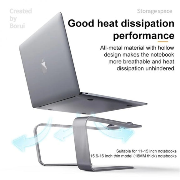 BONERUY P49 Aluminium Alloy Heat-Dissipating Notebook Holder Storage Heightened Holder(Silver)