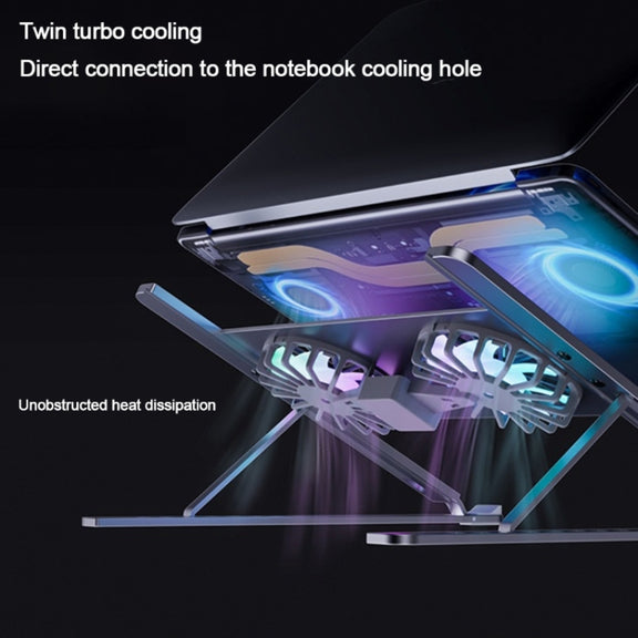 BONERUY P11F Notebook Cooling Bracket Fan Aluminum Alloy Radiator, Colour:  Gray with Type-C Cable