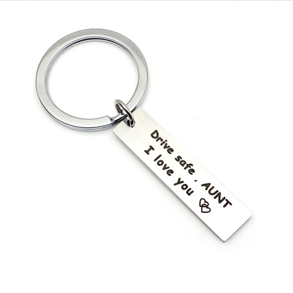 10 PCS C1010 Drive Safe Stainless Steel Tag Keychain 10x40mm(Aunt)