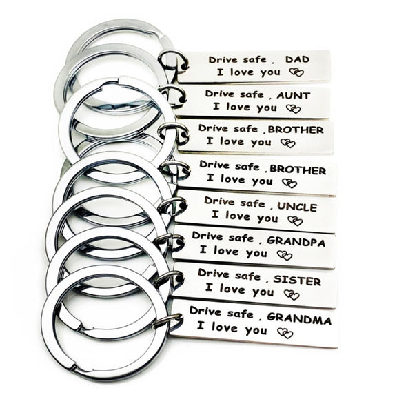 10 PCS C1010 Drive Safe Stainless Steel Tag Keychain 10x40mm(Mom)