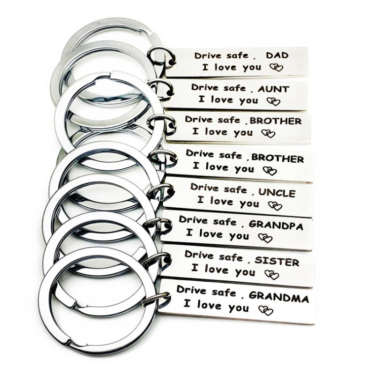 10 PCS C1010 Drive Safe Stainless Steel Tag Keychain 10x40mm(Grand Pa)