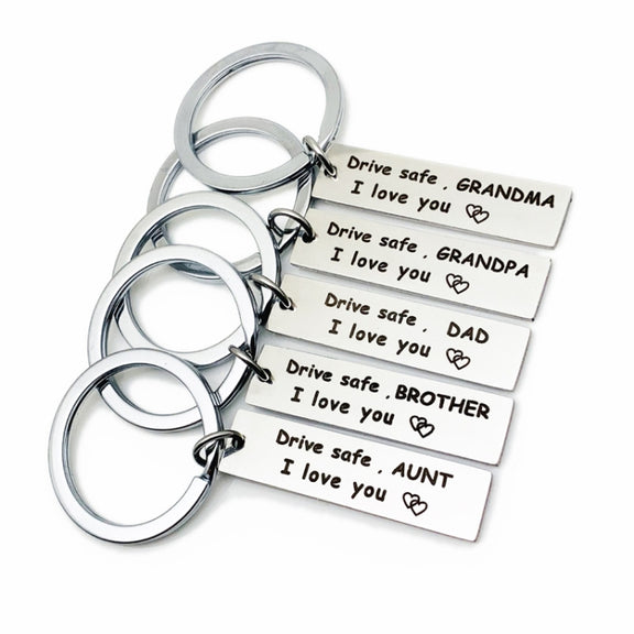 10 PCS C1010 Drive Safe Stainless Steel Tag Keychain 10x40mm(Mom)
