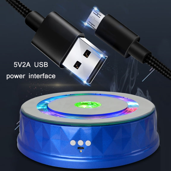 LED Light Electric Rotating Turntable Display Stand Video Shooting Props Turntable(Blue)