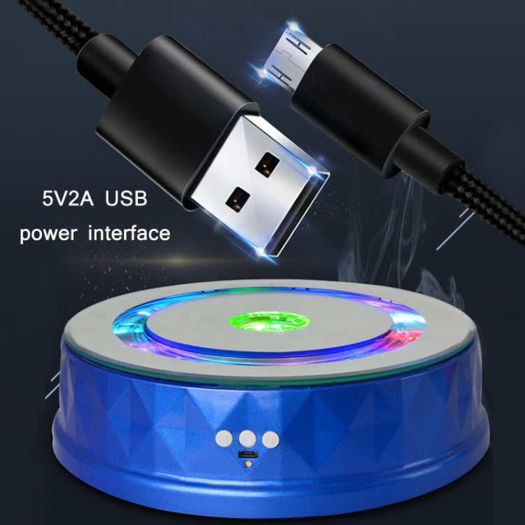 LED Light Electric Rotating Turntable Display Stand Video Shooting Props Turntable(Blue)