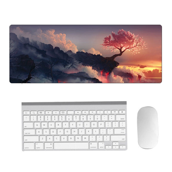 Hand-Painted Fantasy Pattern Mouse Pad, Size: 400 x 900 x 5mm Seaming(5 Volcanic Tree)