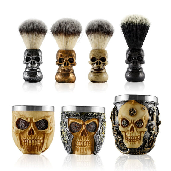 Skull Cleansing Shaving and Foaming Tools, Color Classification: Skull Head Beard Brush