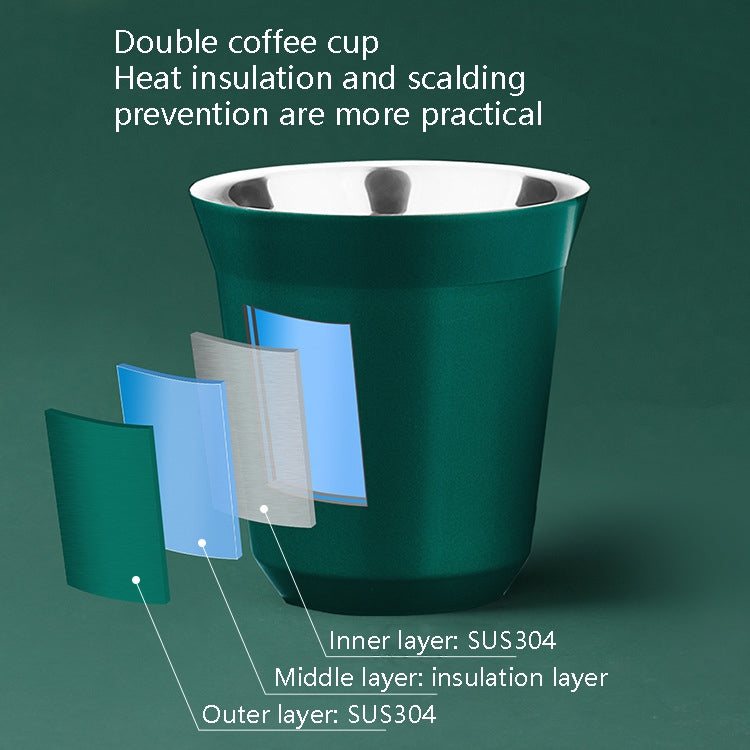 304 Stainless Steel Coffee Capsule Cup Double Insulation Coffee Cup, Style: Small Coffee Cup+Dish - free shipping - PMC TechLife - Order now!