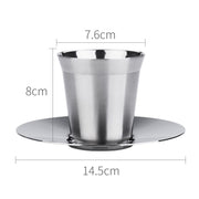 304 Stainless Steel Coffee Capsule Cup Double Insulation Coffee Cup, Style: Large Coffee Cup+Dish
