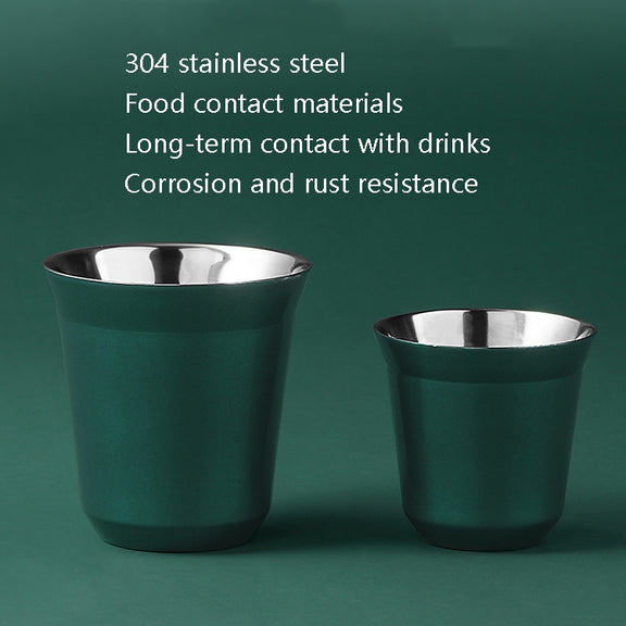 304 Stainless Steel Coffee Capsule Cup Double Insulation Coffee Cup, Style: Small Green