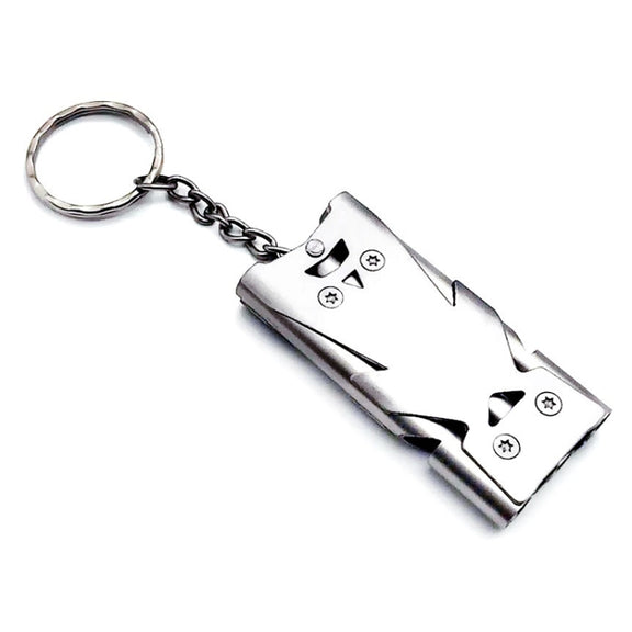 Outdoor High Decibel Stainless Steel Three-Tube Survival Rescue Whistle(Silver)