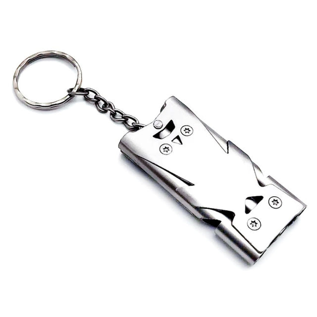 Outdoor High Decibel Stainless Steel Three-Tube Survival Rescue Whistle(Silver)
