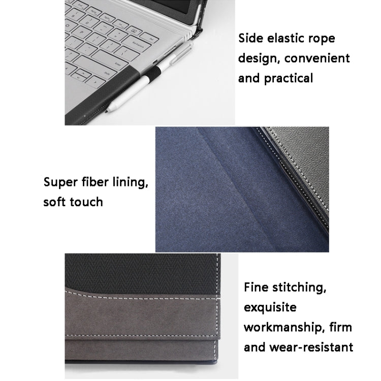 PU Leather Laptop Protective Sleeve For Microsoft Surface Book 3 13.5 inches(Deep Blue)