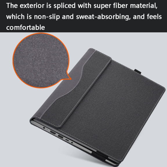13.5 Inch Multifunctional PU Leather Laptop Sleeve For Microsoft Surface Laptop 1/2/3/4(Gentleman Gray)