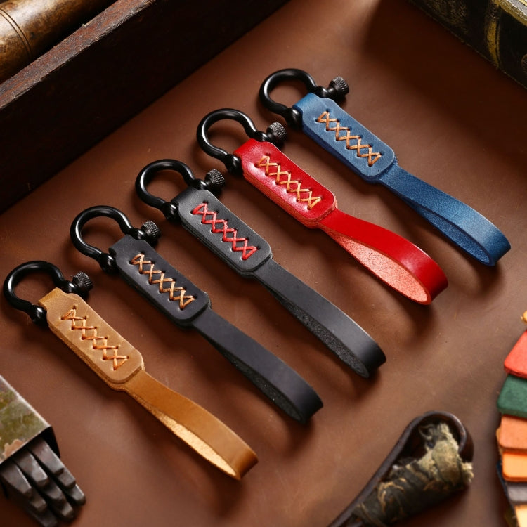 A001 Car Keychain Leather Long Key Rope(Crazy Horse Blue) - Key Rings by PMC TechLife | Online Shopping South Africa | PMC TechLife | Buy Now Pay Later Mobicred
