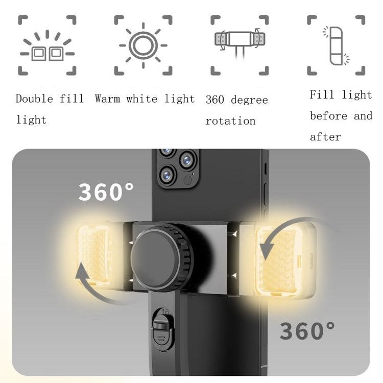 CYKE Q08D Handheld Dual Light Bluetooth Mobile Phone Selfie Stick(Black) - free shipping - PMC Jewellery - Order now!