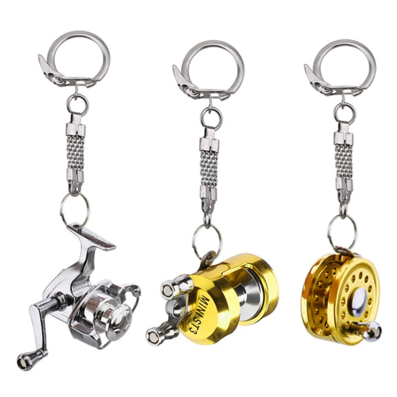 Metal Fishing Wheel Decoration Pendant Mini Wheel Fish Key Chain, Color: B