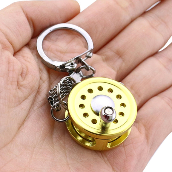 Metal Fishing Wheel Decoration Pendant Mini Wheel Fish Key Chain, Color:  C