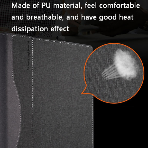 PU Leather Laptop Protective Case For Huawei Honor MagicBook(Dark Gray)