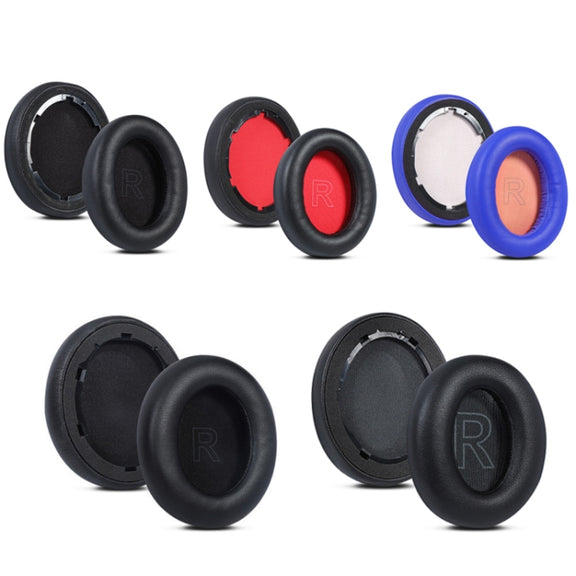 2pcs Protein Leather Sponge Earphone Cover For Anker Soundcore Life Q10 (Black+Red)