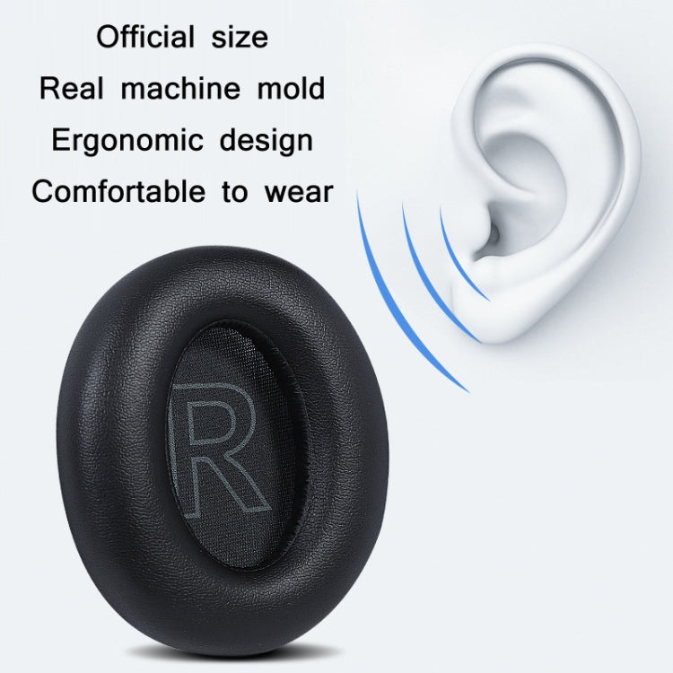2pcs Protein Leather Sponge Earphone Cover For Anker Soundcore Life Q35 (Dark Blue)