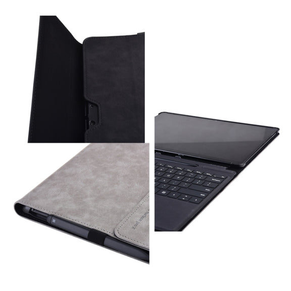 13 inch Leather Tablet Protective Case For Microsoft Surface Pro X, Color: Dark Blue + Power Bag