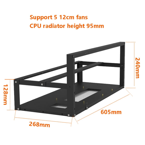 GR-8K605 Open Chassis 6 Card 8 Card Fixed Bracket(Black)
