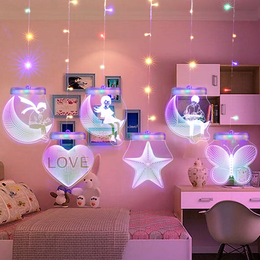 2m Romantic Girl Icicle Lamp Window Decoration Hanging Lamp, Style: Colorful Light + RC - Holiday Lights by PMC Jewellery | Online Shopping South Africa | PMC Jewellery | Buy Now Pay Later Mobicred