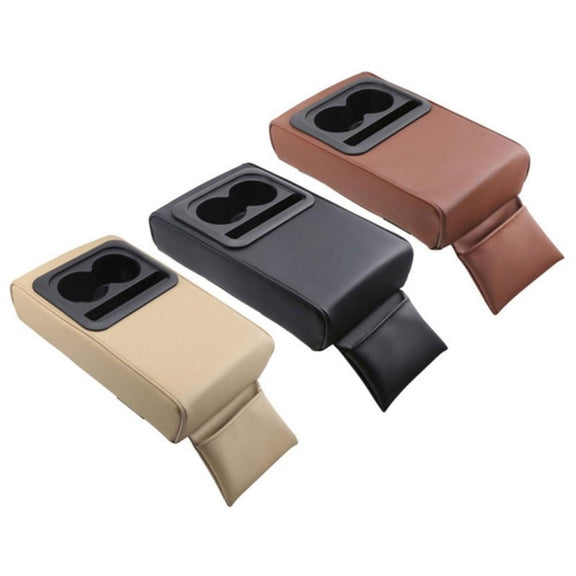 Car Armrest Box Increased Support With Rear Seat Water Cup Holder(Beige)