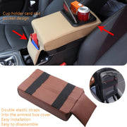 Car Armrest Box Increased Support With Rear Seat Water Cup Holder(Beige)