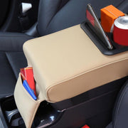Car Armrest Box Increased Support With Rear Seat Water Cup Holder(Beige)