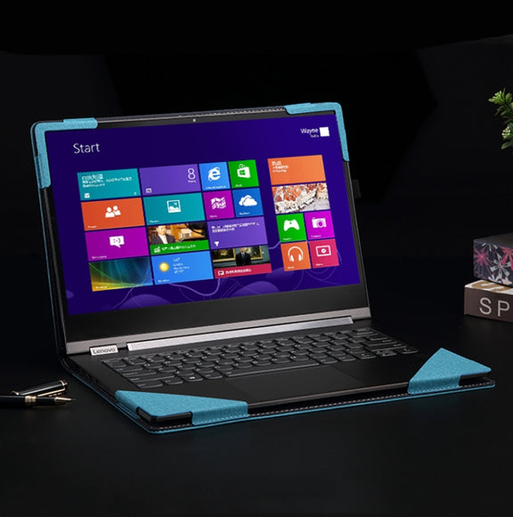 Laptop Leather Anti-Fall Protective Case For Lenovo YOGA 14s 2021(Gray Cobalt Blue)