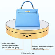 25cm Adjustable Speed Electric Rotating Display Stand Video Shooting Props Turntable(Golden Mirror)