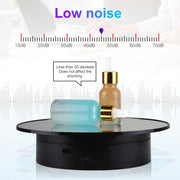 25cm USB Power Rotating Display Stand Video Shooting Props Turntable(White+Black Velvet)
