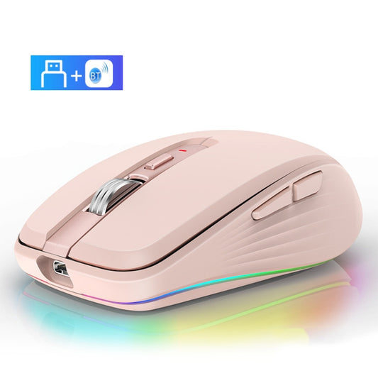 Fmouse M303 2400DPI Bluetooth&2.4G Dual Modes Rechargeable RGB Mouse(Pink) - free shipping - PMC Jewellery - Order now!