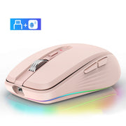 Fmouse M303 2400DPI Bluetooth&2.4G Dual Modes Rechargeable RGB Mouse(Pink)