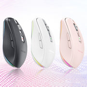 Fmouse M303 2400DPI Bluetooth&2.4G Dual Modes Rechargeable RGB Mouse(Pink)