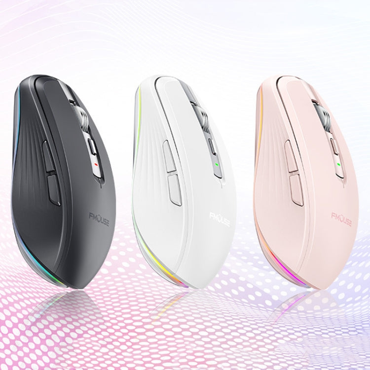 Fmouse M303 2400DPI Bluetooth&2.4G Dual Modes Rechargeable RGB Mouse(Pink)