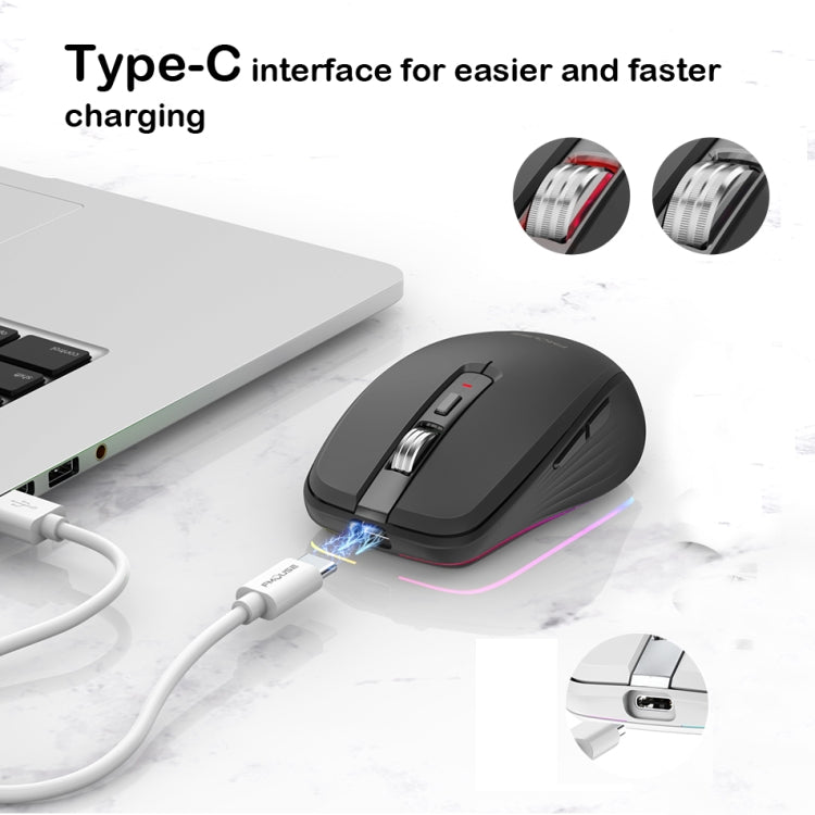 Fmouse M303 2400DPI Bluetooth&2.4G Dual Modes Rechargeable RGB Mouse(Pink)