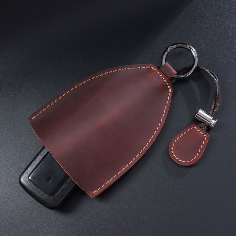 18Y-009 Vintage Handmade Leather Car Pull-Out Key Case(Oil Wax Skin Tea)