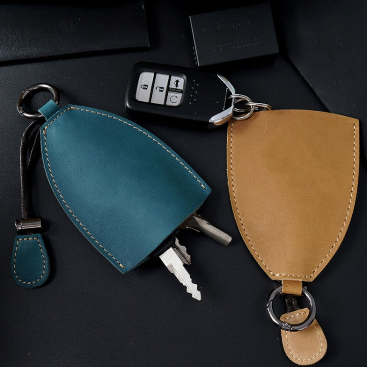 18Y-009 Vintage Handmade Leather Car Pull-Out Key Case(Oil Wax Skin Camel)